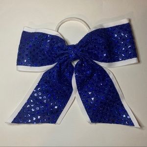 Blue sparkly cheer bow